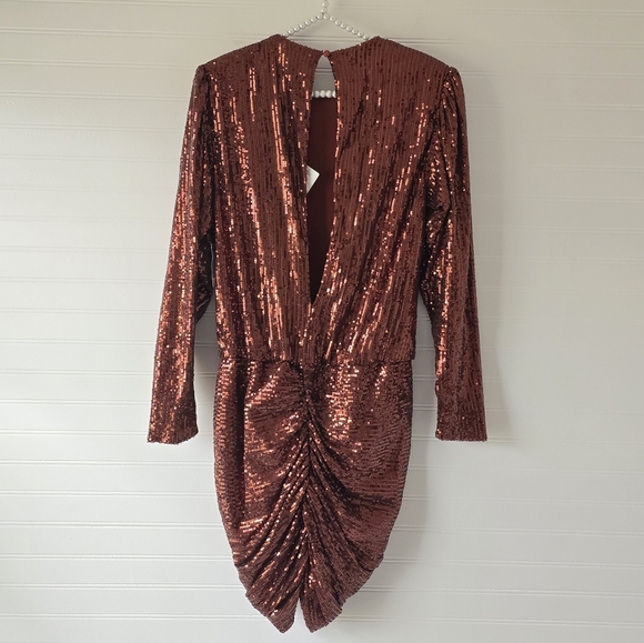 Retrofete Flynn Sequined Tulle Mini Dress Copper Bronze Small - Picture 4 of 9